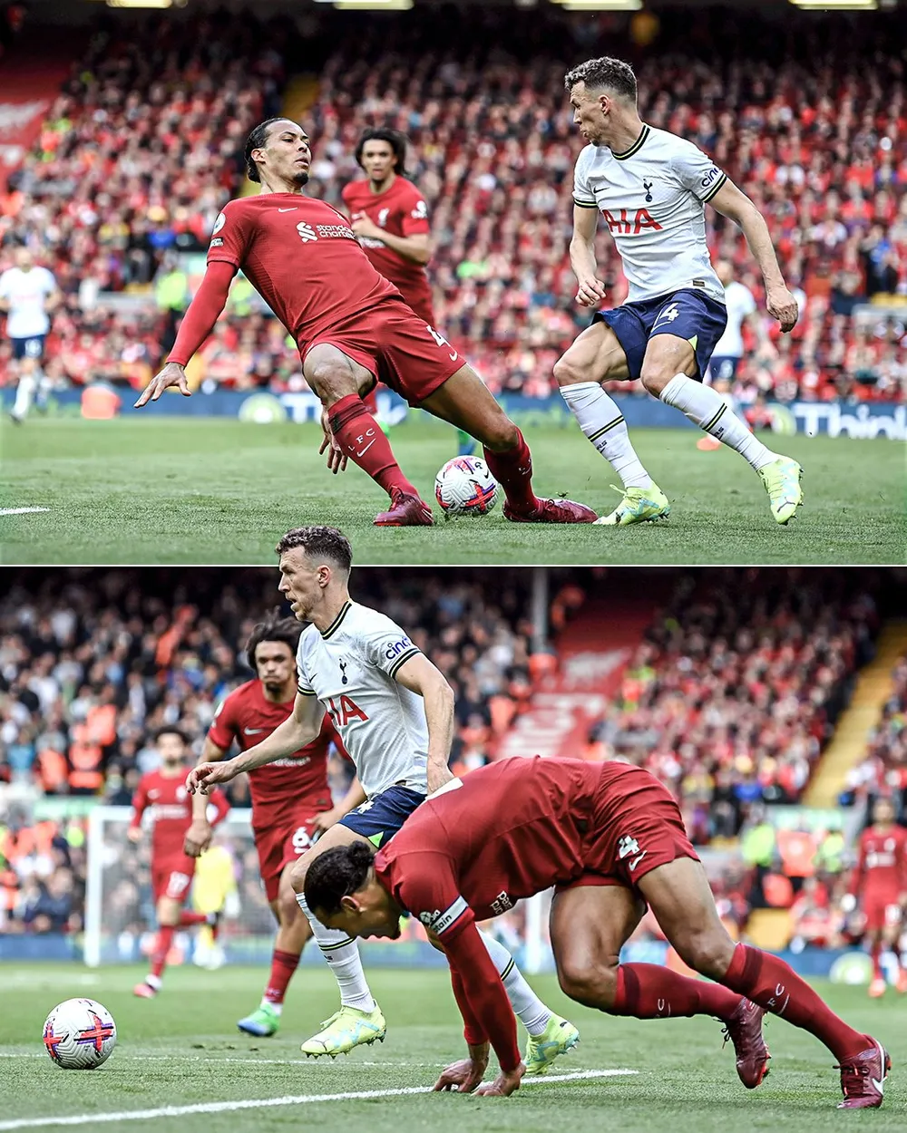 Van Dijk bị "bẻ lưng" ngã bổ nhào trên sân