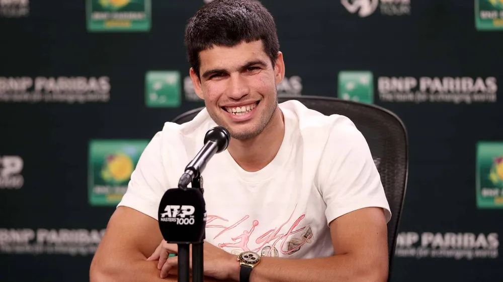 Alcaraz trong buổi họp báo trước giải Indian Wells