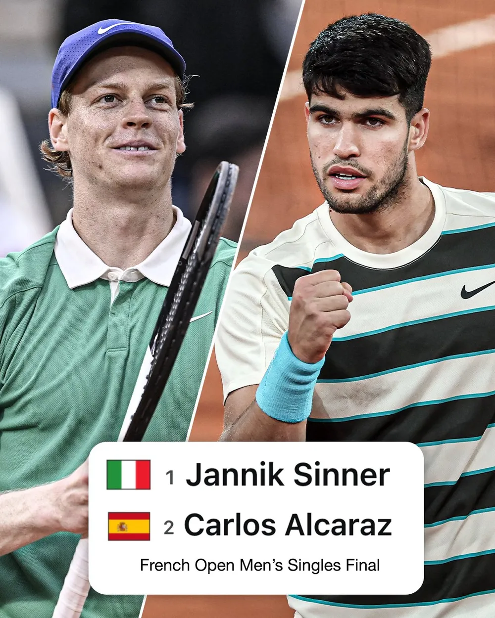Sinner đại chiến Alcaraz ở chung kết đơn nam