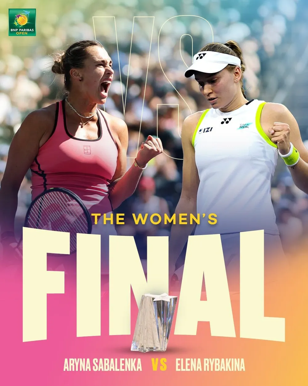 Sabalenka đại chiến Rybakina ở chung kết đơn nữ Indian Wells