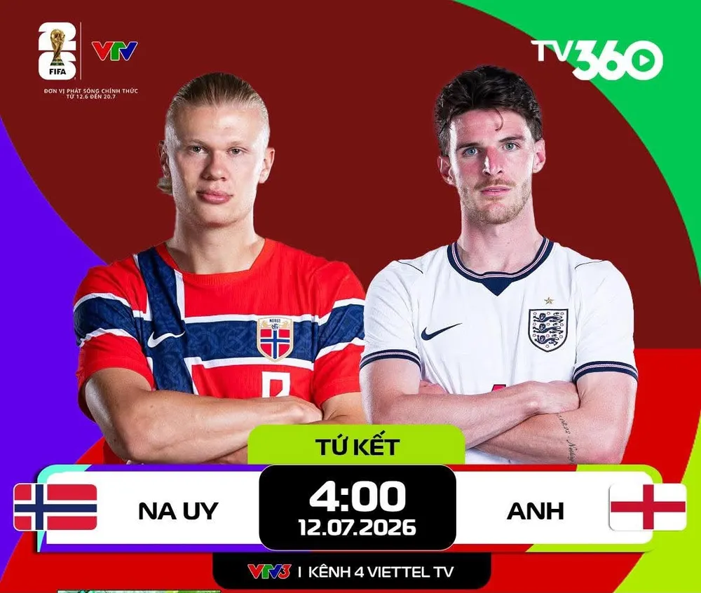 Lịch thi đấu Na Uy - Anh (tứ kết FIFA World Cup 2026)
