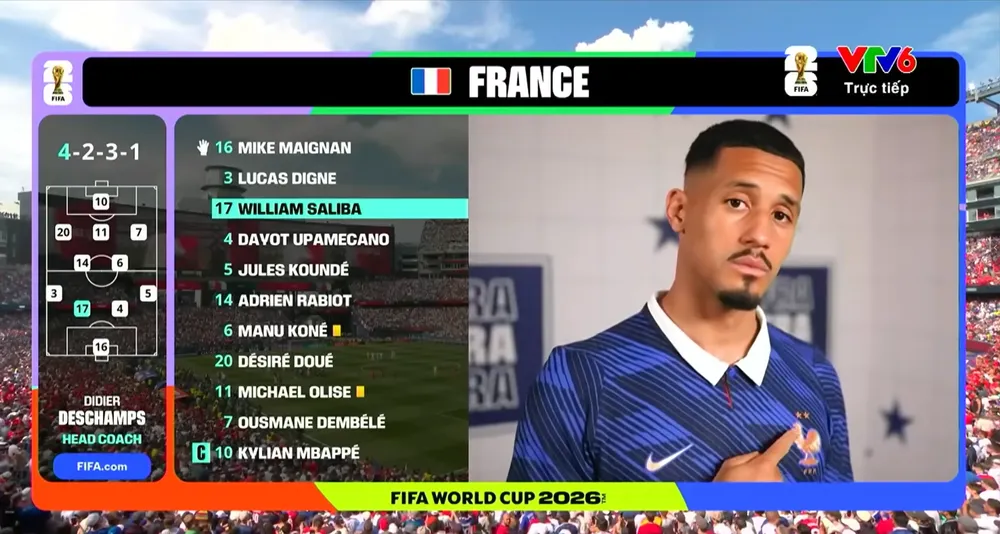Saliba trong trận đấu với Morocco