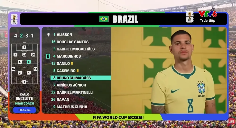Bruno trong trận thua Na Uy ở World Cup