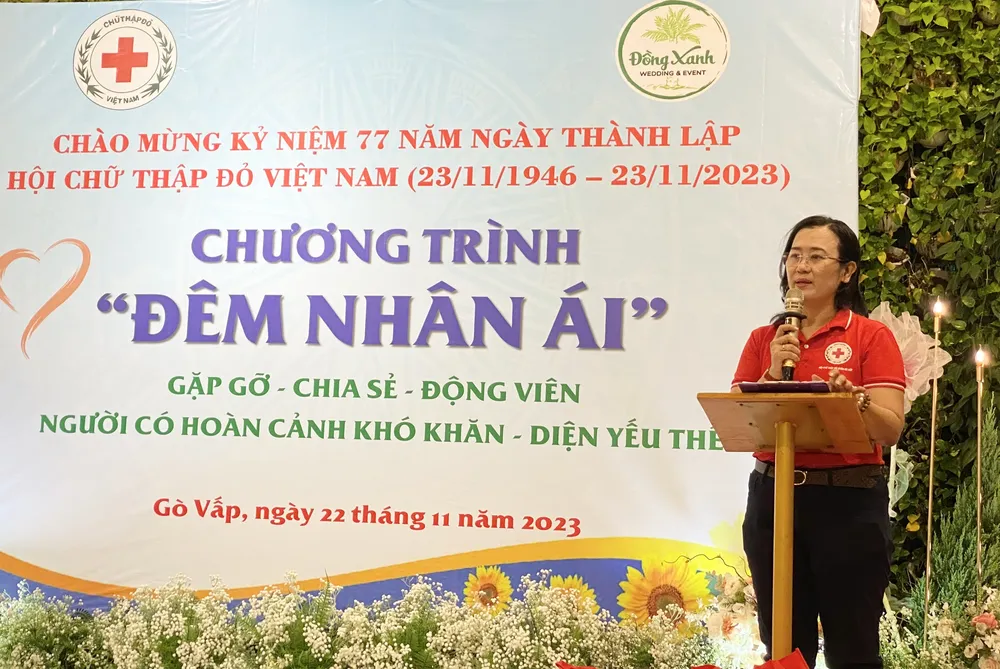Bà Lê Thị Vịnh, Chủ tịch Hội chữ Thập đỏ quận Gò Vấp cho biết, đây là chương trình chào mừng 77 năm ngày thành lập Hội Chữ thập đỏ Việt Nam
