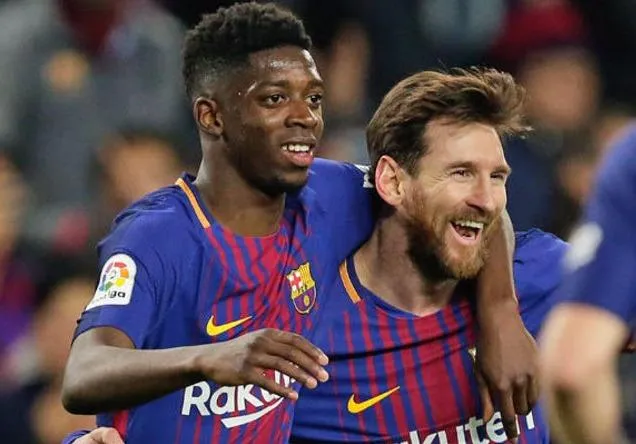 Ousmane Dembele (trái) sẽ trưởng thành bên cạnh Leo Messi