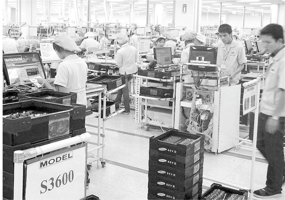 三星電子產品生產線一隅。