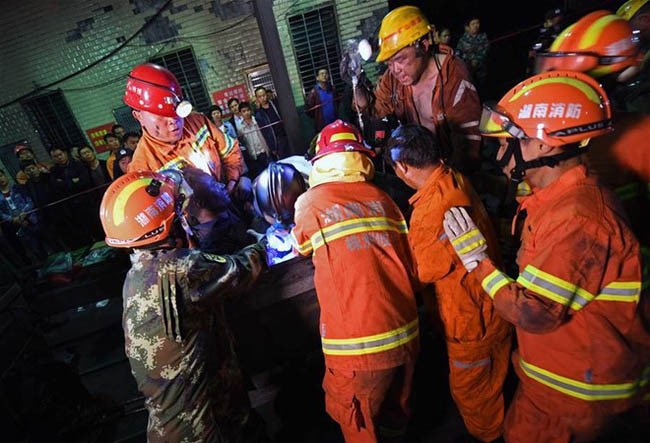 中國湖南吉林橋煤礦中毒事故現場。（圖源：互聯網）