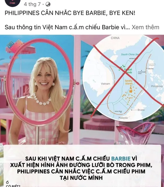 Hình ảnh “đường lưỡi bò” phi pháp xuất hiện trong phim chiếu trên nền tảng mạng xã hội