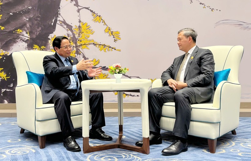 范明政总理会见柬埔寨首相洪玛奈。