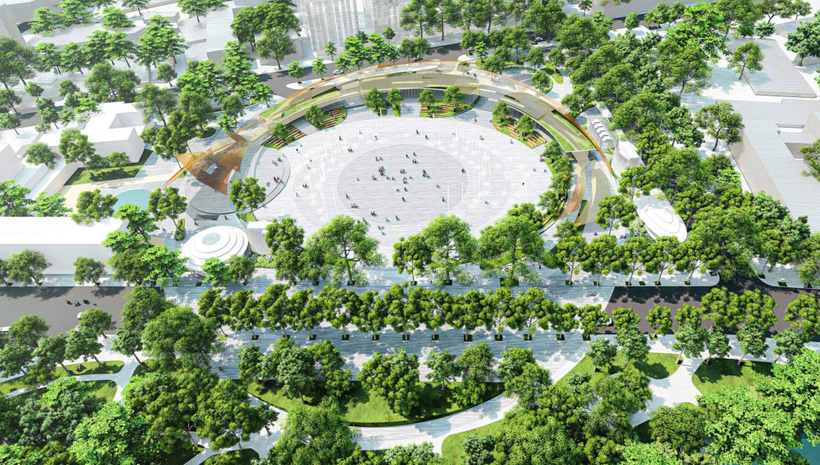 还剑湖北侧的广场公园效果图。