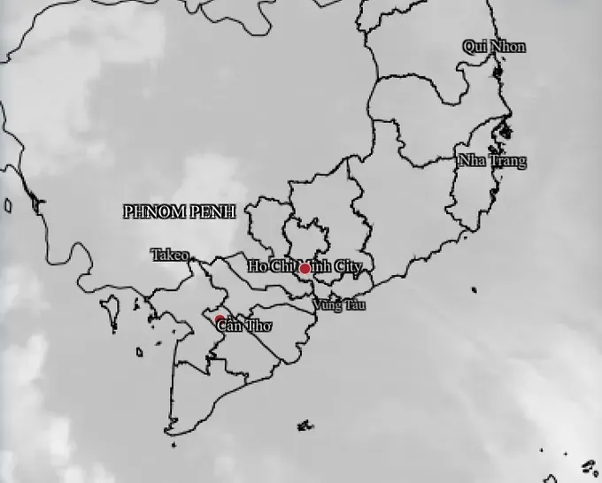 12月5日上午约8时南部区域的天气雷达图。