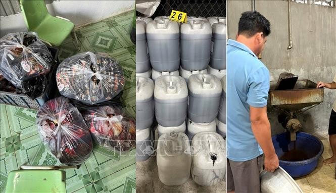 假咖啡粉生产、加工现场。