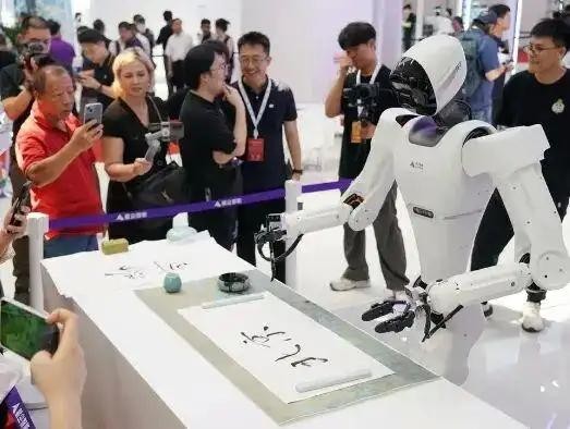 2024世界机器人大会现场的人形机器人。