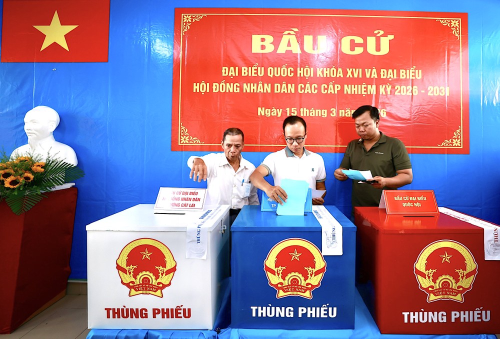 胡志明市桔莱坊选民参加投票。图：勇方