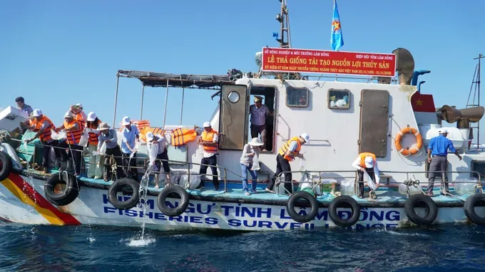 逾100万尾水产苗种已放流入鸿钩海域。