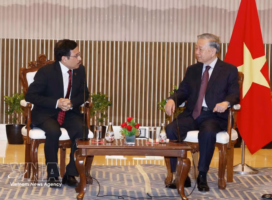 苏林总书记、国家主席会见印度石油天然气公司领导代表。