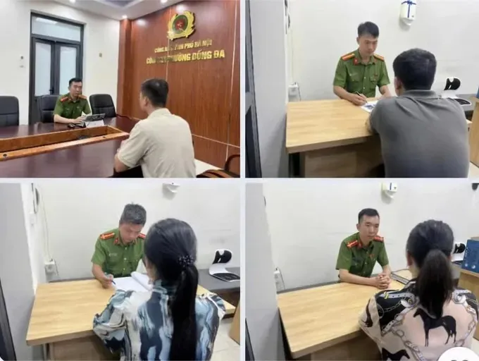 公安机关与若干相关人员开展讯问。图：河内公安