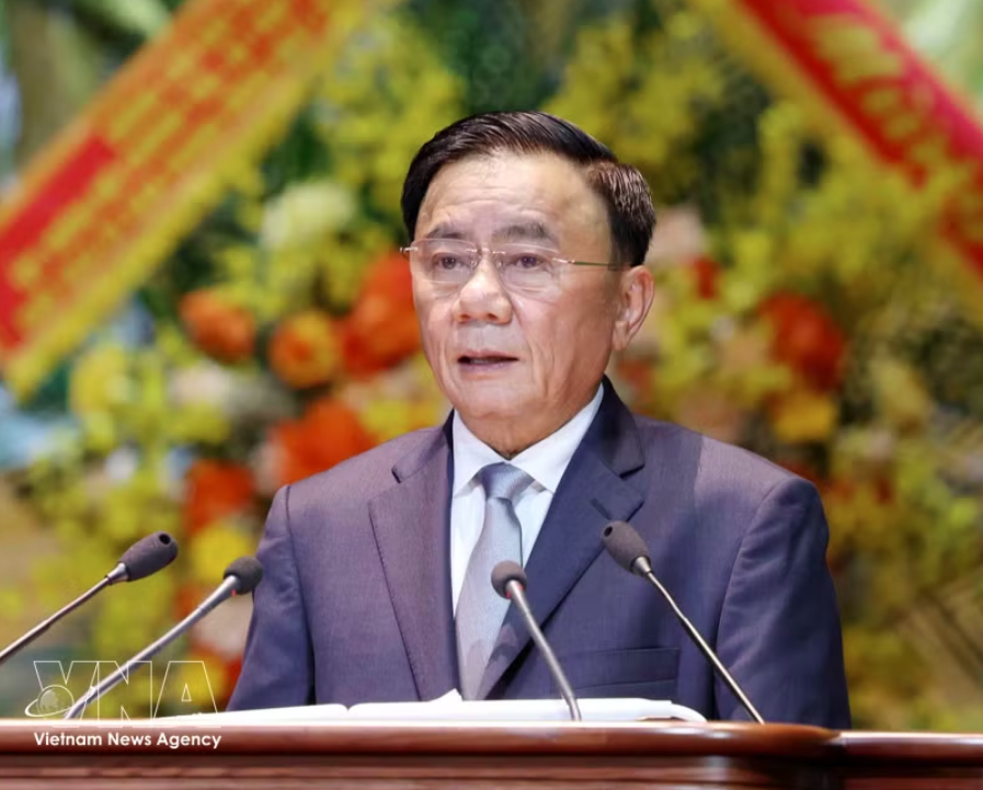 党中央政治局委员、党中央书记处常务书记陈锦秀在会上发言。图自越通社
