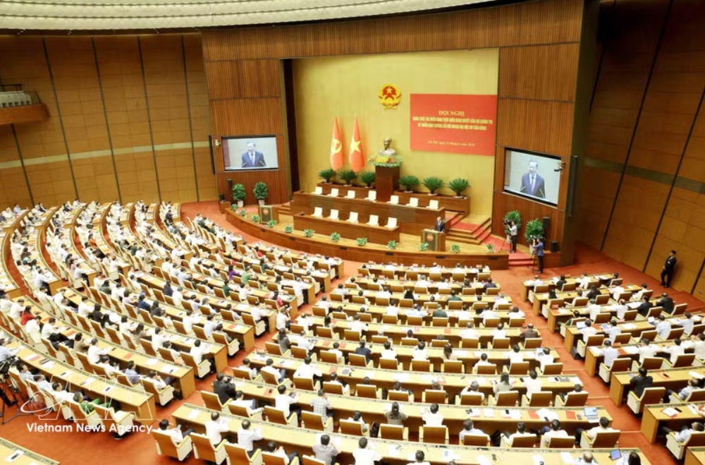 深入学习贯彻党中央政治局关于实施党“十四大”对外路线决议会议。图自越通社