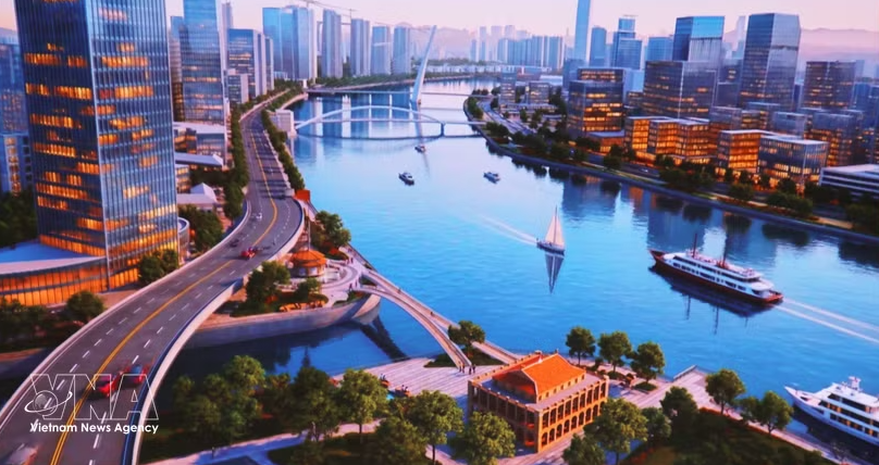 芽龙码头—庆会文化公园及白腾码头公共绿地项目效果图，打造西贡沿河文化历史空间轴线—越通社发