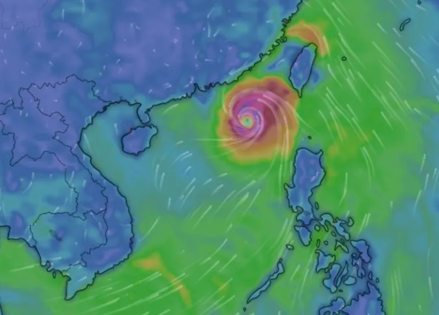 7月25日晚上台风位置的预报。图：屏幕截图