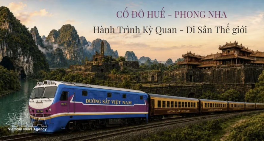 “顺化古都—凤牙：世界奇观·世界遗产之旅”旅游列车预计2026年9月1日投入运行。图/越通社 