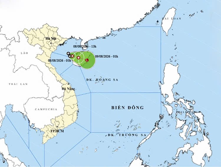 热带低气压位置与路径。图：thoitietvietnam.gov.vn