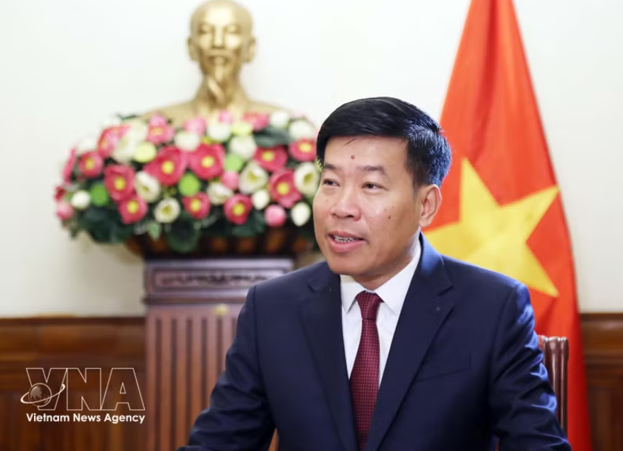 党中央委员、外交部党委常务副书记、外交部副部长阮孟强。图自越通社
