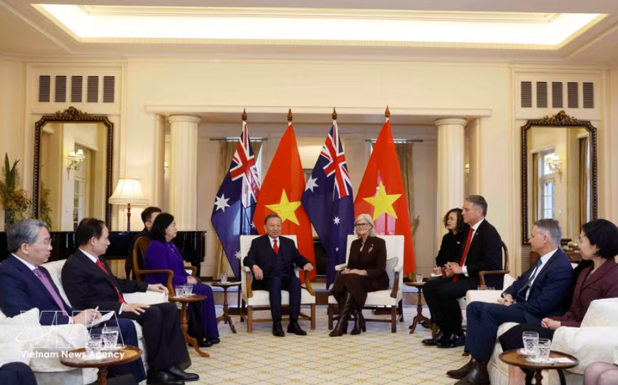 党中央总书记、国家主席苏林会见澳大利亚总督萨曼莎·莫斯顿。图自越通社
