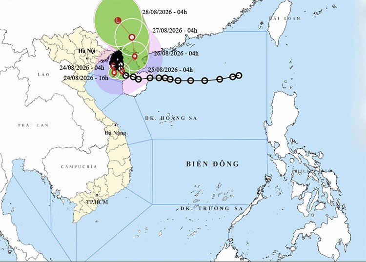 4号台风位置和路径。图：thoitietvietnam.gov.vn