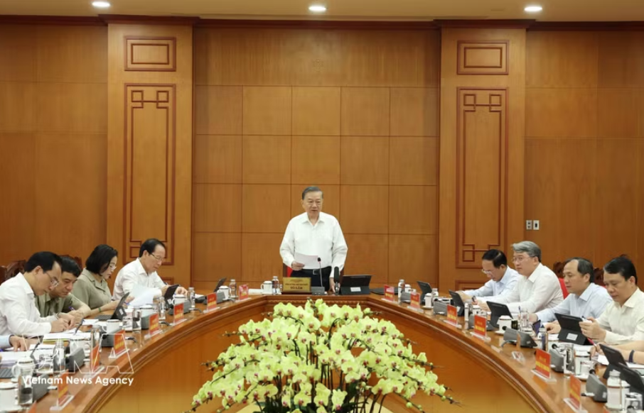 党中央总书记、国家主席苏林发表讲话。图自越通社
