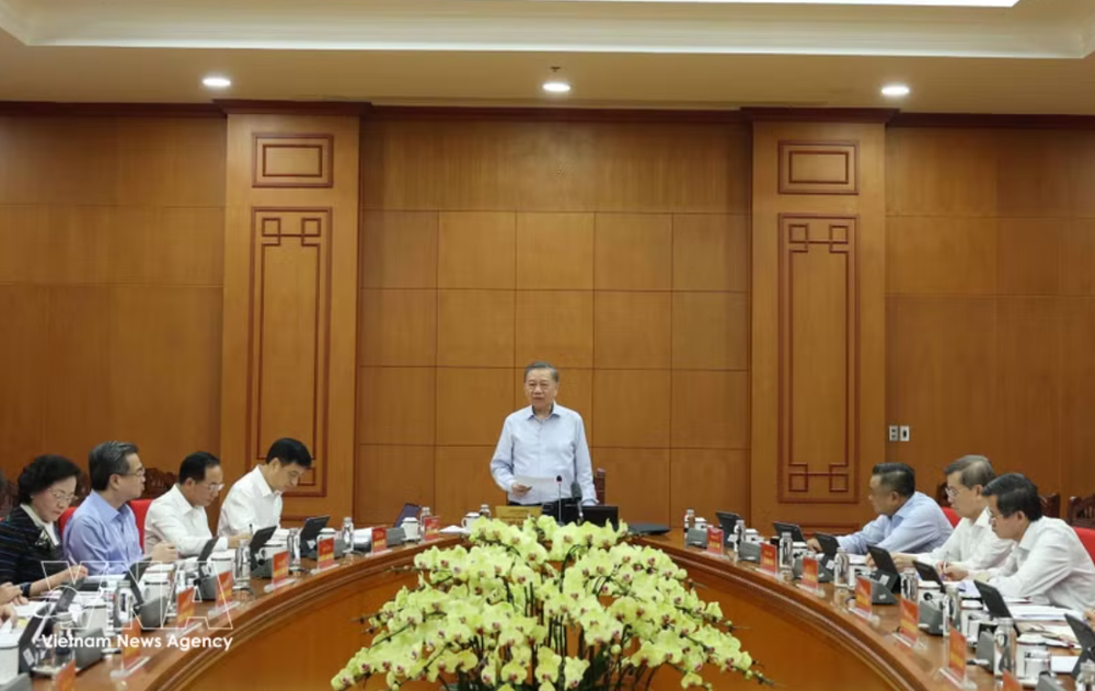 党中央总书记、国家主席苏林讲话。图自越通社