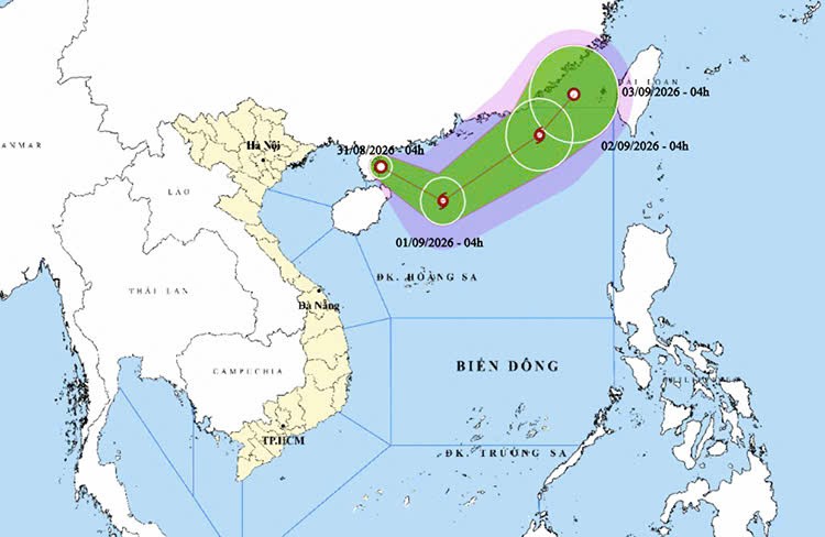热带低气压的位置和路径。图：thoitietvietnam.gov.vn