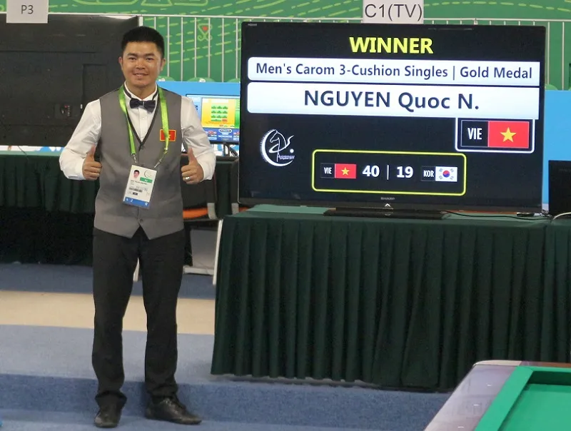 Quốc Nguyện chơi quá xuất sắc và giành thắng lợi. Ảnh: H.BÌNH