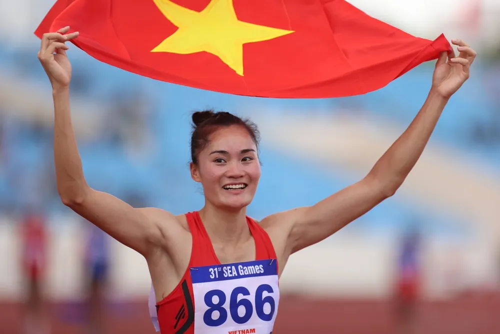 Quách Thị Lan lần đầu có tấm HCV nội dung cá nhân ở một kì SEA Games. Ảnh: DŨNG PHƯƠNG