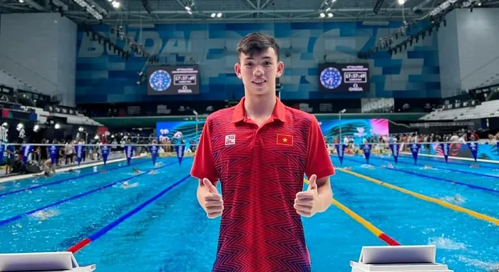 Huy Hoàng đã thi đấu nội dung 400m tự do tại giải vô địch thế giới 2022. Ảnh: H.H