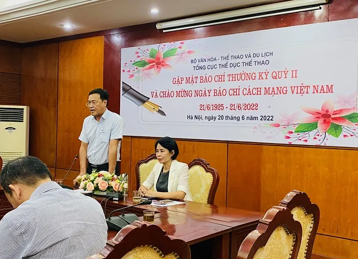 Lãnh đạo ngành thể thao đã trao đổi nhiều thông tin quan trọng về công tác 6 tháng cuối năm 2022. Ảnh: MINH CHIẾN