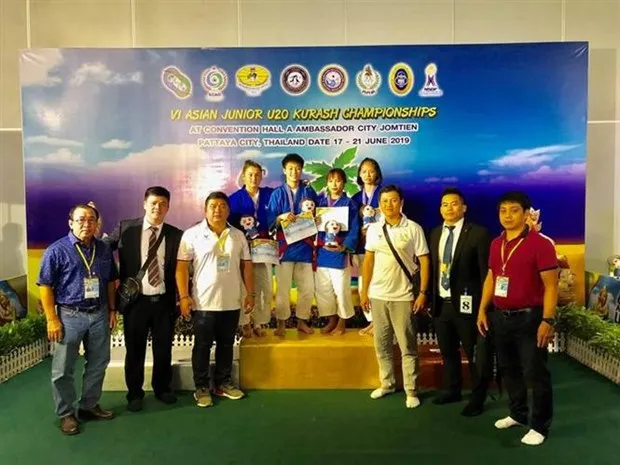 Kurash trẻ Việt Nam từng dự giải lần thứ 6 cũng tổ chức tại Thái Lan năm 2019 và giành được 2 tấm HCV. Ảnh: K.VN
