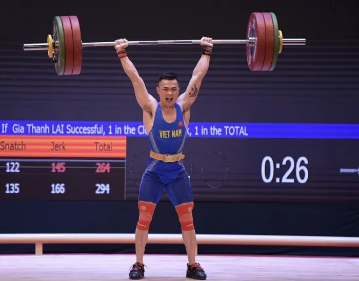 Lực sĩ Lại Gia Thành đặt quyết tâm cao tại giải vô địch châu Á 2022. Ảnh: DŨNG PHƯƠNG