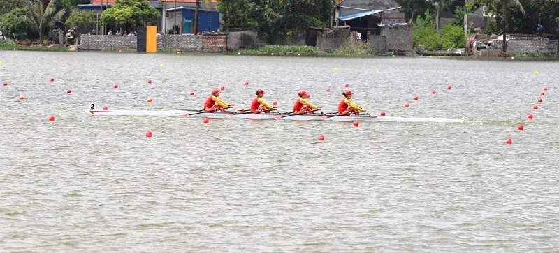 Các tay chèo rowing là những người thi đấu Đại hội thể thao toàn quốc lần 9-2022 sớm nhất. Ảnh: D.P