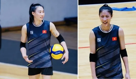 Nguyệt Anh và Kiều Trinh cùng đội tuyển nữ Quân đội đã được bốc thăm nằm ở bảng đấu với nữ Long An. Ảnh: ĐỨC.WTT