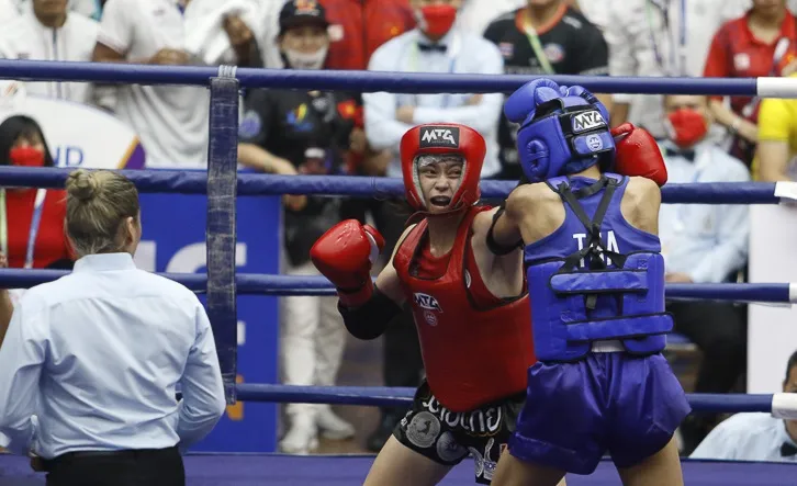 Võ sĩ Huỳnh Hà Hữu Hiếu (giáp đỏ) rất quyết tâm với kỳ SEA Games 32 tới đây. Ảnh: D.P Võ sĩ Huỳnh Hà Hữu Hiếu (giáp đỏ) rất quyết tâm với kỳ SEA Games 32 tới đây. Ảnh: D.P