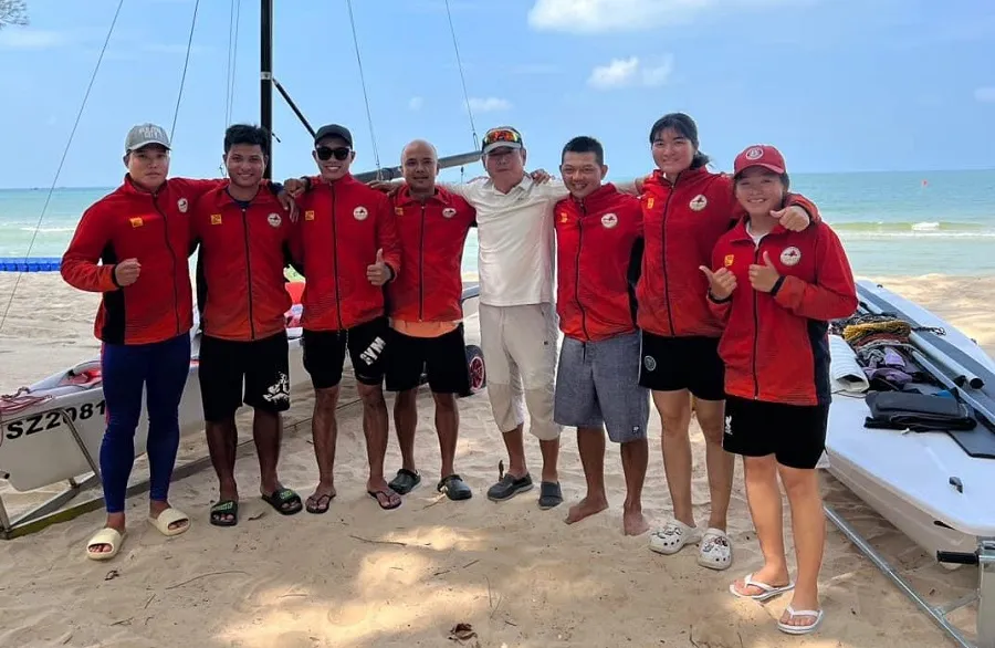Đội sailing Việt Nam đang có mặt tại Campuchia. Ảnh: P.H.TÙNG