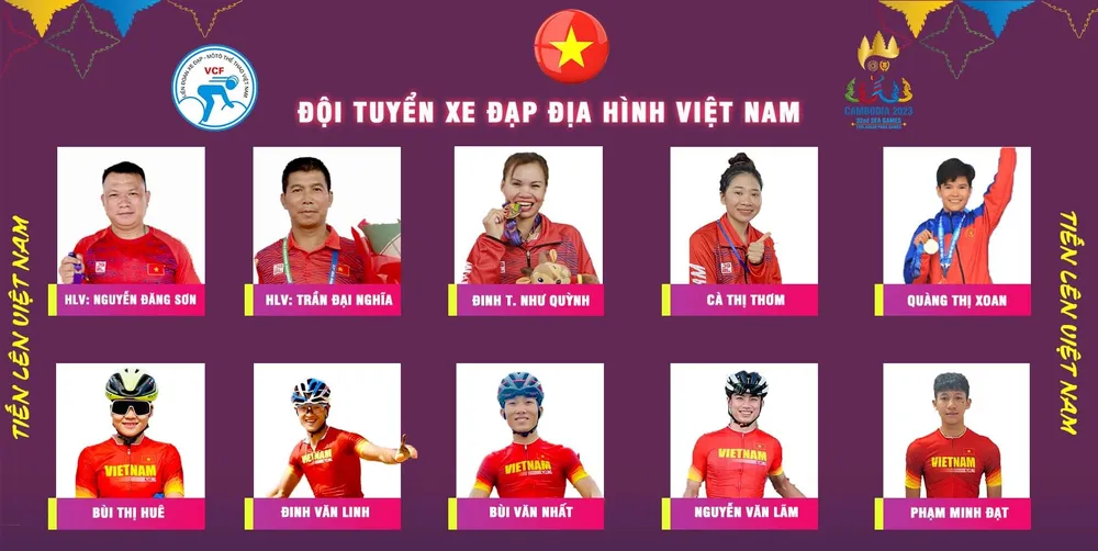 Tuyển thủ xe đạp địa hình rất quyết tâm có được các tấm huy chương tại SEA Games 32. Ảnh: LĐXĐVN