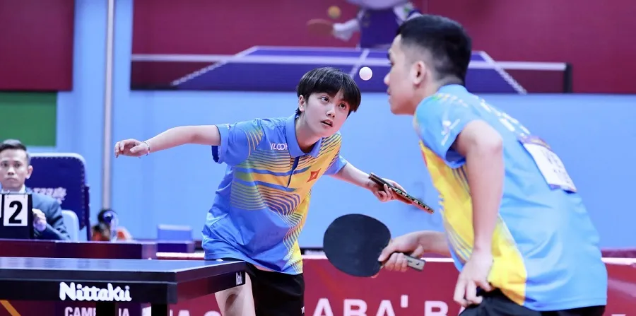 Trần Mai Ngọc đã có kết quả HCV đôi nam-nữ đầy quý giá. Ảnh: D.P