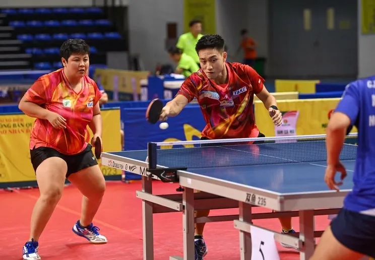 Mai Hoàng Mỹ Trang (TPHCM)/Nguyễn Anh Tú (Hà Nội) đã vô địch nội dung đôi nam-nữ giải quốc gia năm nay. Ảnh: BTC