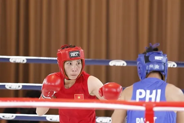 Hà Thị Linh là một trong các thành viên của đội tuyển boxing Việt Nam dự ASIAD 19-2022. Ảnh: D.P