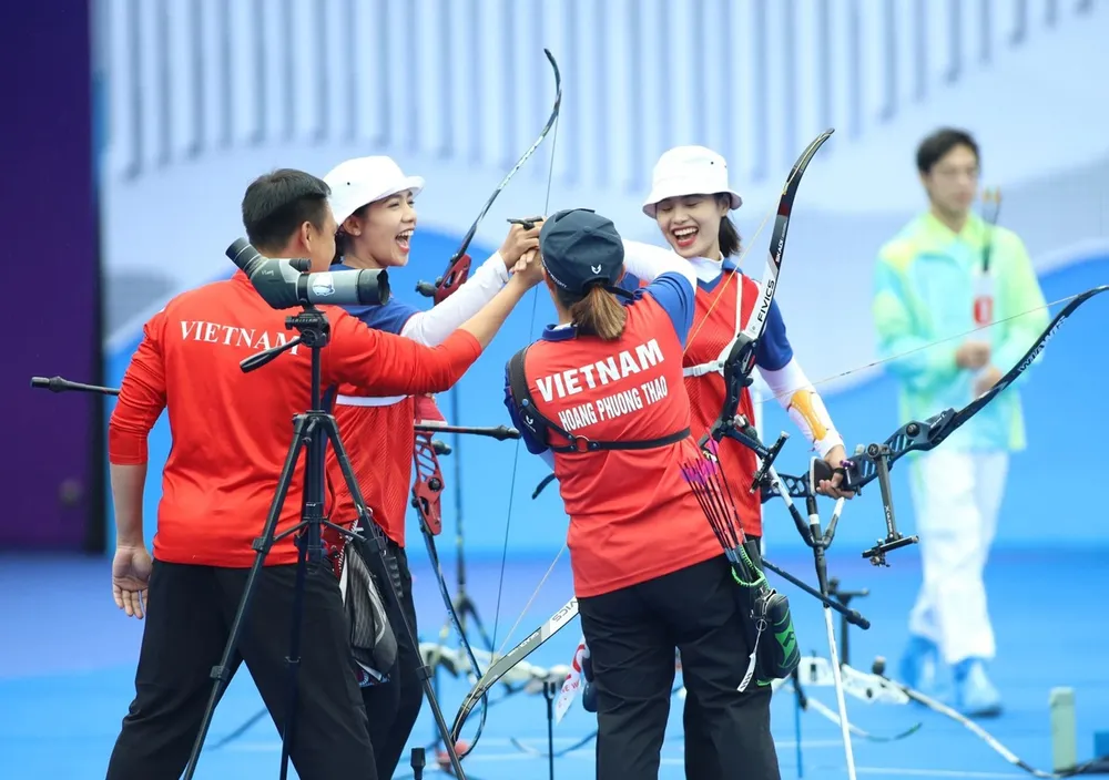 Bắn cung Việt Nam đã lên đường tới Thái Lan dự giải vô địch châu Á 2023 và giải có tính kết quả để trao suất Olympic 2024. Ảnh: LƯỢNG LƯỢNG