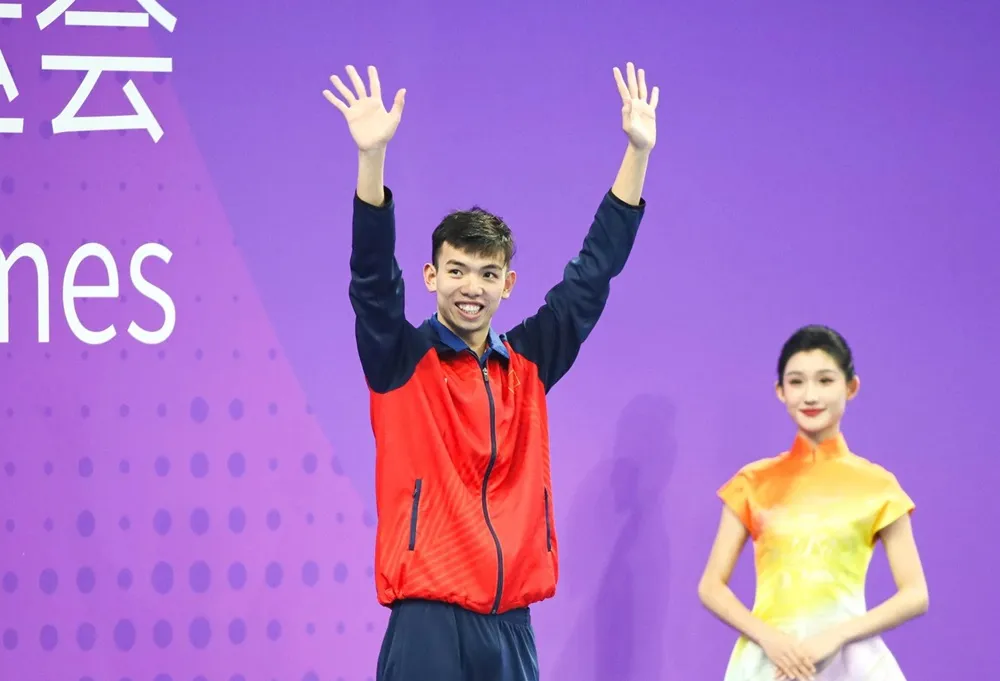 Huy Hoàng đã thi đấu tại ASIAD 19 và đây là giải quốc tế cuối cùng ở năm 2023 của kình ngư này. Ảnh: ĐOÀNTTVN