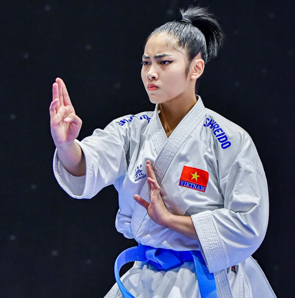 Võ sĩ kata trẻ của karate Việt Nam thi đấu tại giải lần này. Ảnh: WKF